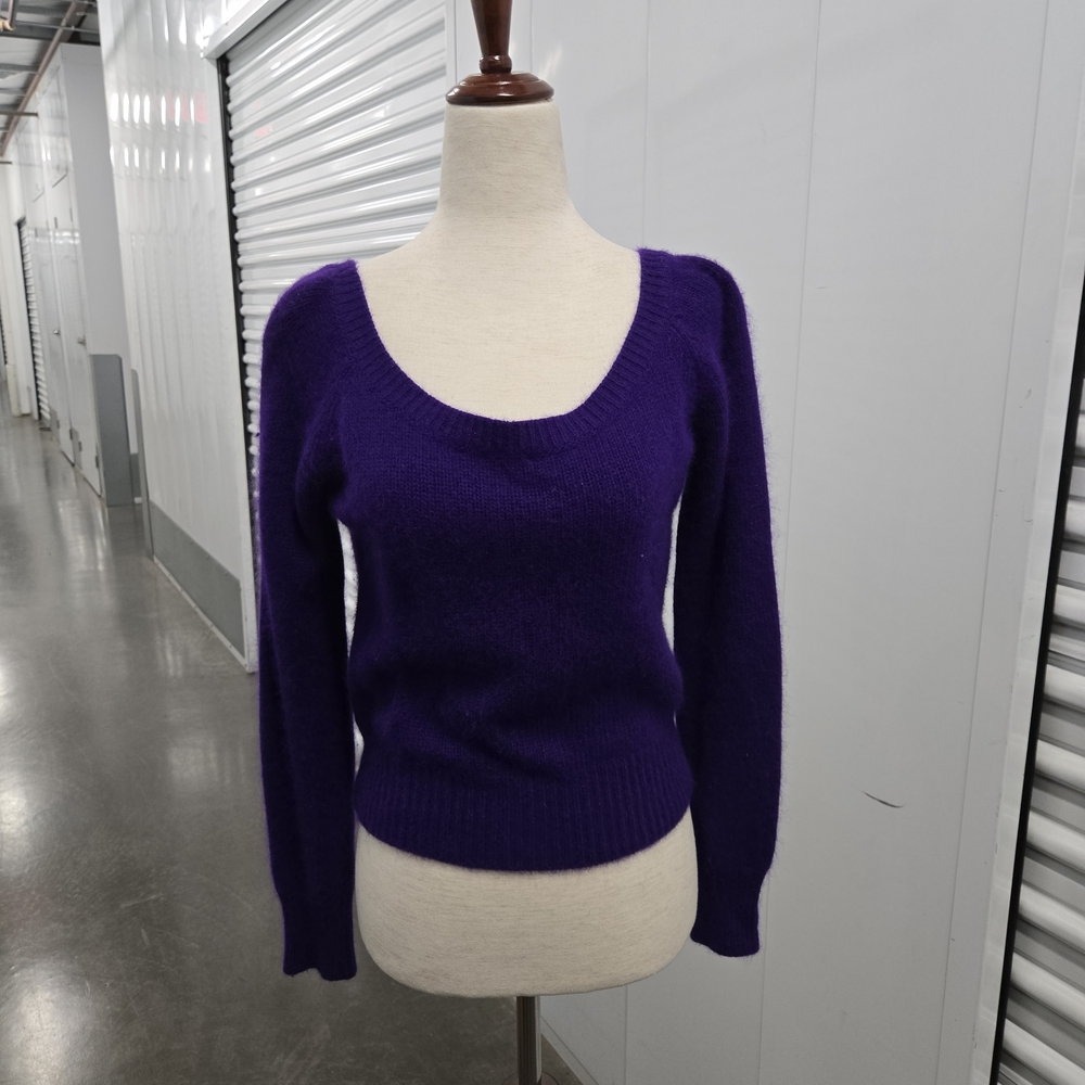 Sisley Purple Wool/Angora Blend Bow-Back Sweater Size S Made in Italy